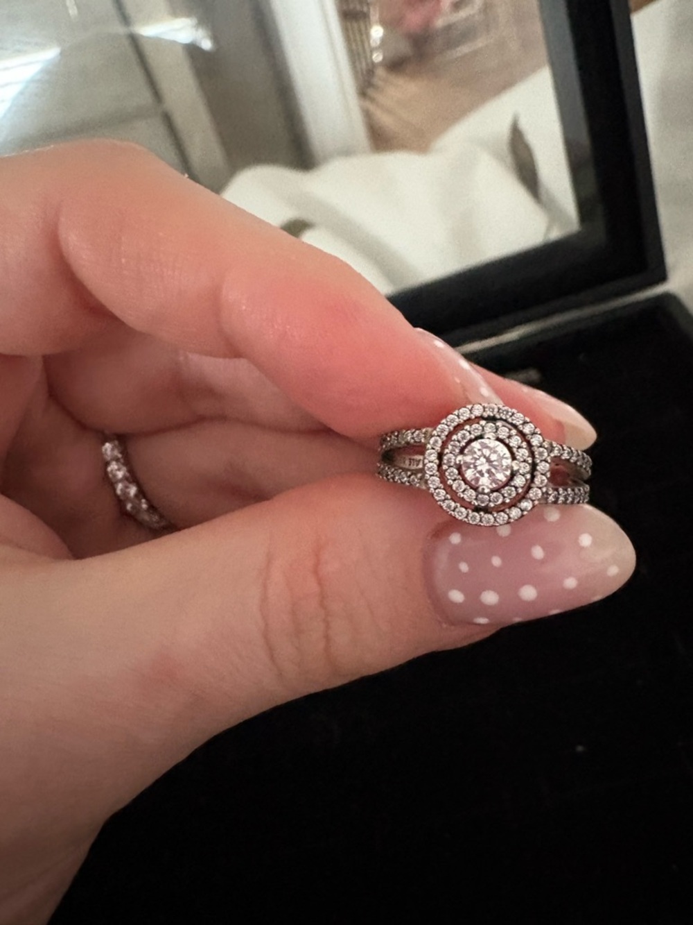 Pandora Sterling Silver Double Halo Ring with Clear Cubic Stones